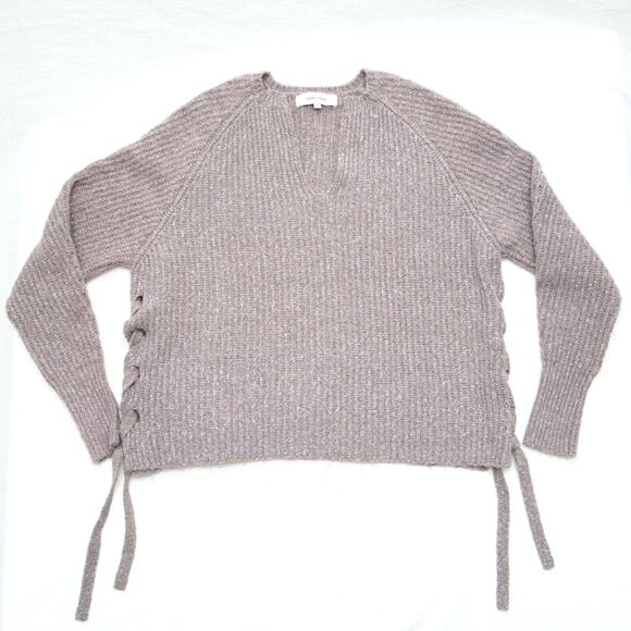 Anthropologie John + Jenn Oversized Lavender Side Tie Sweater Size Small - Picture 8 of 13